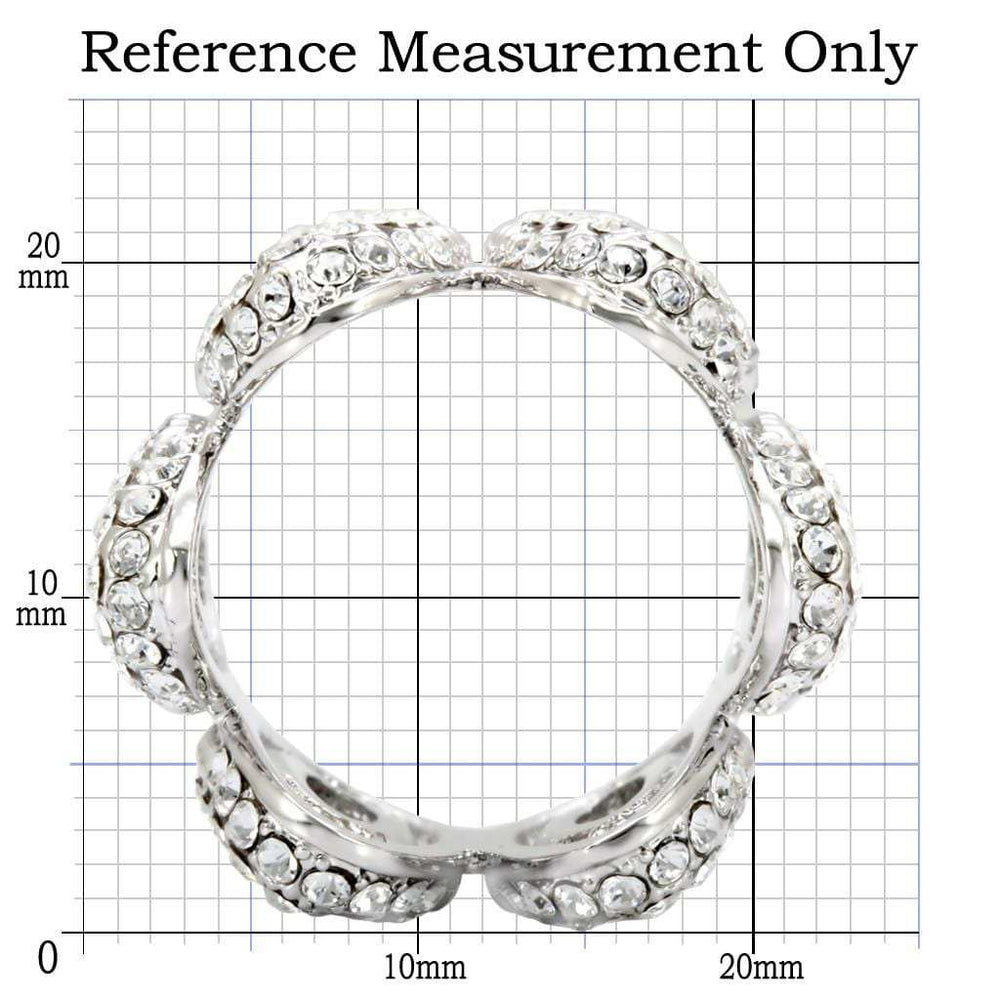 1W032 - Rhodium Brass Ring with Top Grade Crystal in Clear - Alamode - Flyclothing LLC