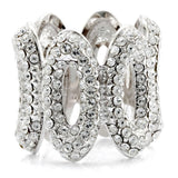 1W032 - Rhodium Brass Ring with Top Grade Crystal  in Clear - Alamode