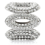 1W032 - Rhodium Brass Ring with Top Grade Crystal in Clear - Alamode - Flyclothing LLC