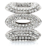 1W032 - Rhodium Brass Ring with Top Grade Crystal in Clear - Alamode - Flyclothing LLC