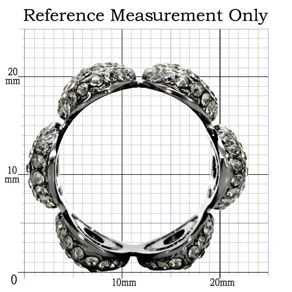 1W033 - Ruthenium Brass Ring with Top Grade Crystal in Black Diamond - Alamode - Flyclothing LLC