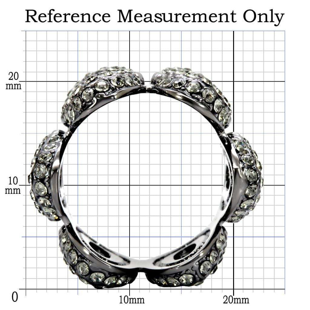 1W033 - Ruthenium Brass Ring with Top Grade Crystal in Black Diamond - Alamode - Flyclothing LLC