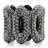 1W033 - Ruthenium Brass Ring with Top Grade Crystal  in Black Diamond - Alamode