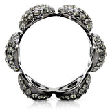 1W033 - Ruthenium Brass Ring with Top Grade Crystal  in Black Diamond - Alamode