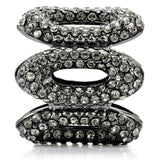 1W033 - Ruthenium Brass Ring with Top Grade Crystal in Black Diamond - Alamode - Flyclothing LLC