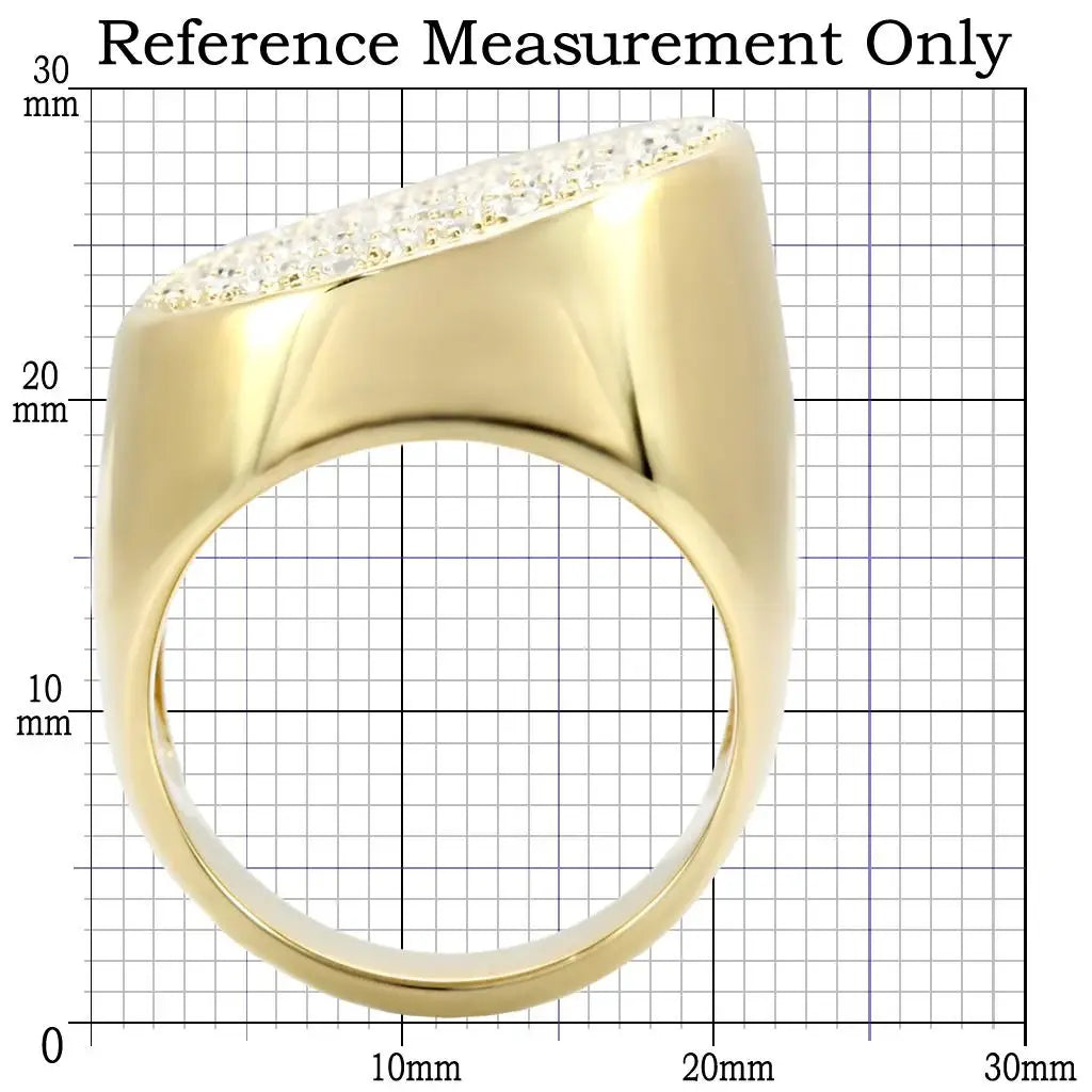 1W034 - Gold Brass Ring with Top Grade Crystal in Clear - Alamode - Flyclothing LLC