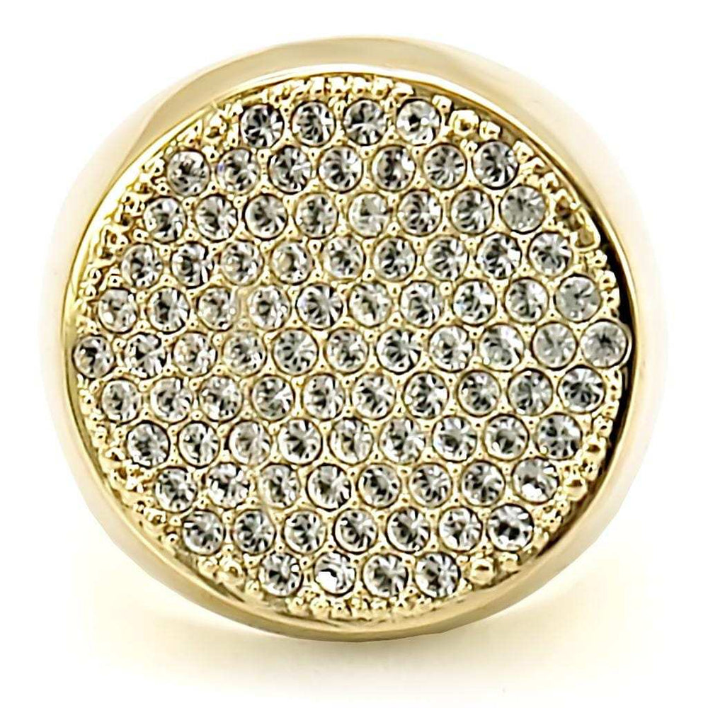 1W034 - Gold Brass Ring with Top Grade Crystal in Clear - Alamode - Flyclothing LLC