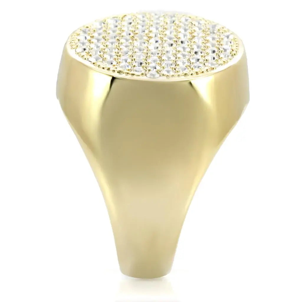 1W034 - Gold Brass Ring with Top Grade Crystal in Clear - Alamode - Flyclothing LLC