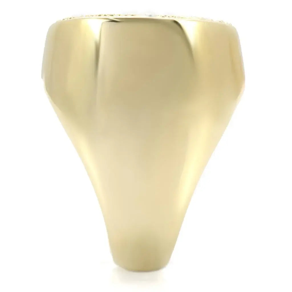 1W034 - Gold Brass Ring with Top Grade Crystal in Clear - Alamode - Flyclothing LLC
