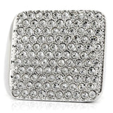1W035 - Rhodium Brass Ring with Top Grade Crystal  in Clear