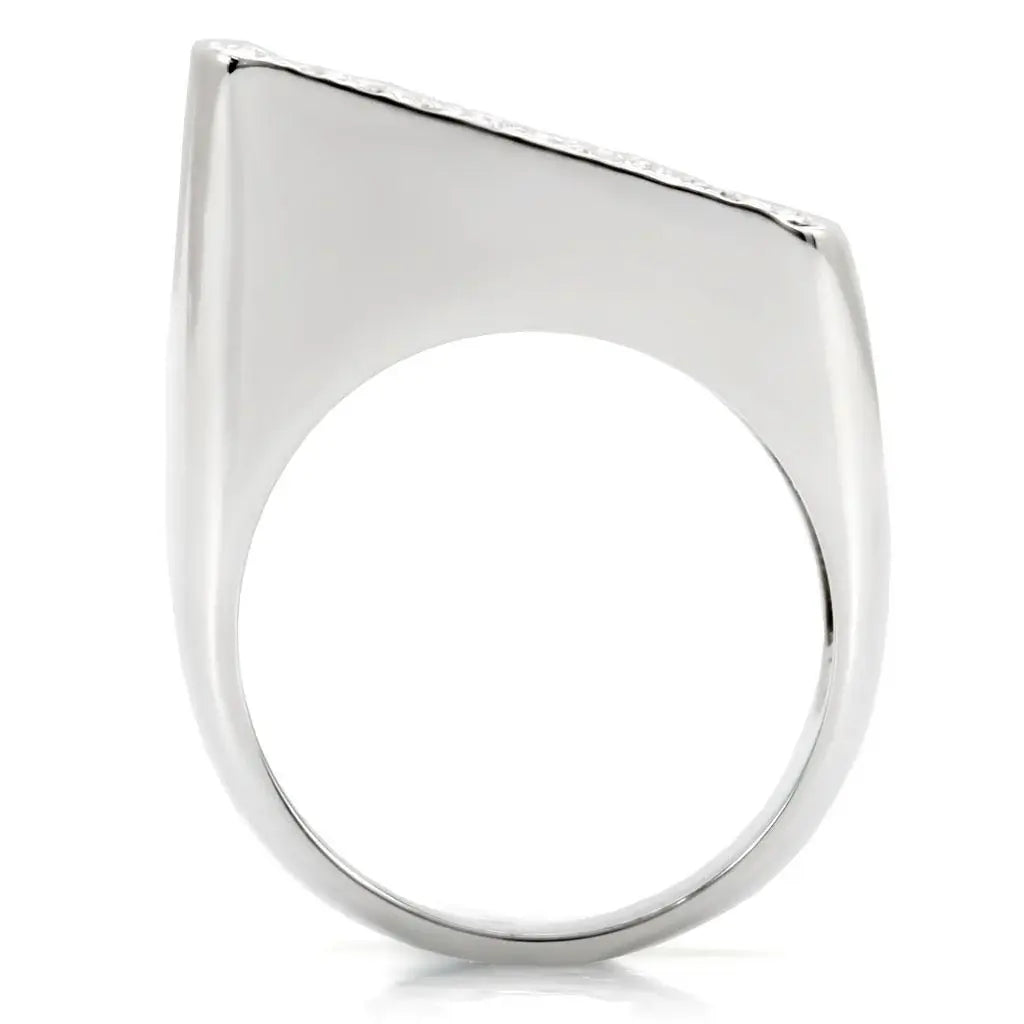 1W035 - Rhodium Brass Ring with Top Grade Crystal in Clear - Alamode - Flyclothing LLC
