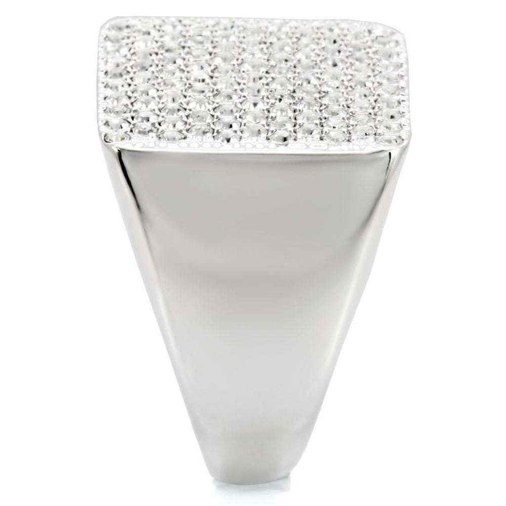 1W035 - Rhodium Brass Ring with Top Grade Crystal in Clear - Alamode - Flyclothing LLC