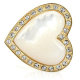 1W043 - Gold Brass Ring with Synthetic Synthetic Glass in White - Alamode - Flyclothing LLC