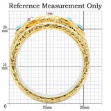 1W047 - Gold Brass Ring with Top Grade Crystal in Multi Color - Alamode - Flyclothing LLC
