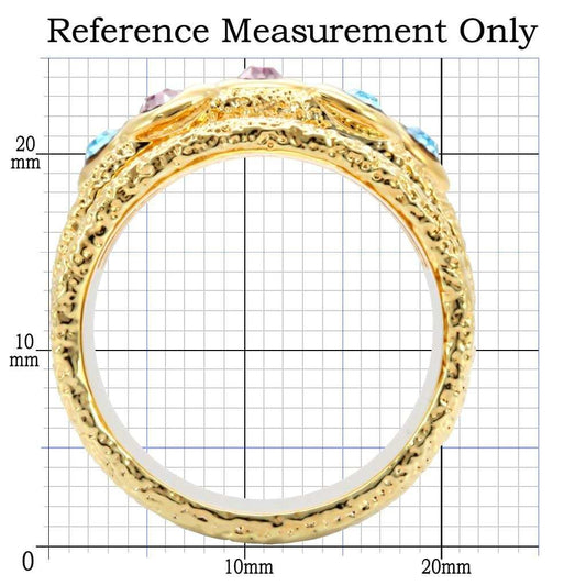 1W047 - Gold Brass Ring with Top Grade Crystal in Multi Color - Alamode - Flyclothing LLC