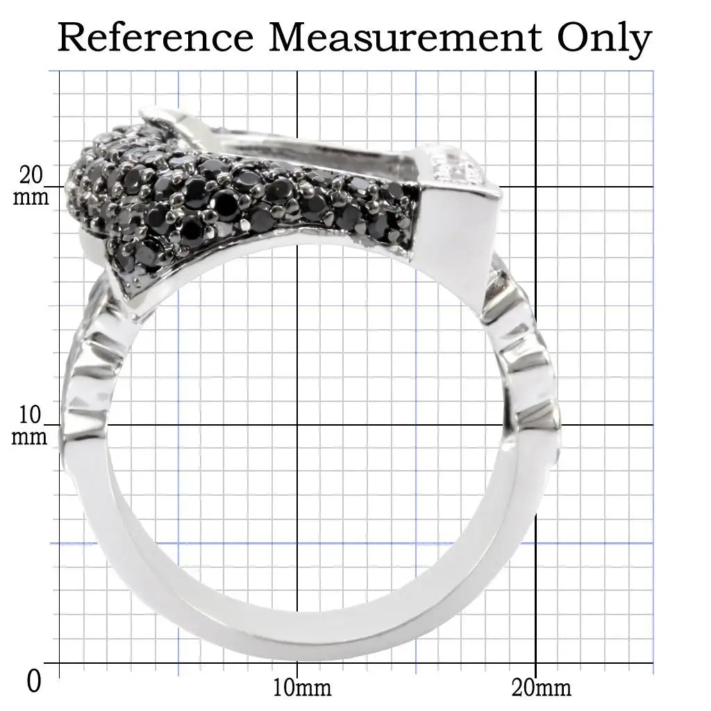 1W048 - Rhodium + Ruthenium Brass Ring with AAA Grade CZ in Black Diamond - Alamode - Flyclothing LLC