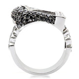 1W048 - Rhodium + Ruthenium Brass Ring with AAA Grade CZ  in Black Diamond - Alamode