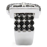 1W048 - Rhodium + Ruthenium Brass Ring with AAA Grade CZ in Black Diamond - Alamode - Flyclothing LLC