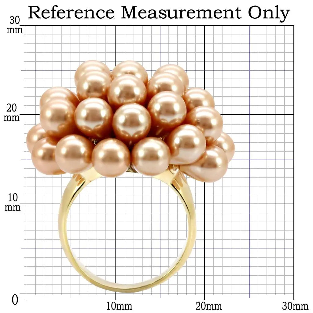 1W050 - Gold Brass Ring with Synthetic Pearl in Champagne - Alamode - Flyclothing LLC