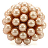 1W050 - Gold Brass Ring with Synthetic Pearl in Champagne - Alamode