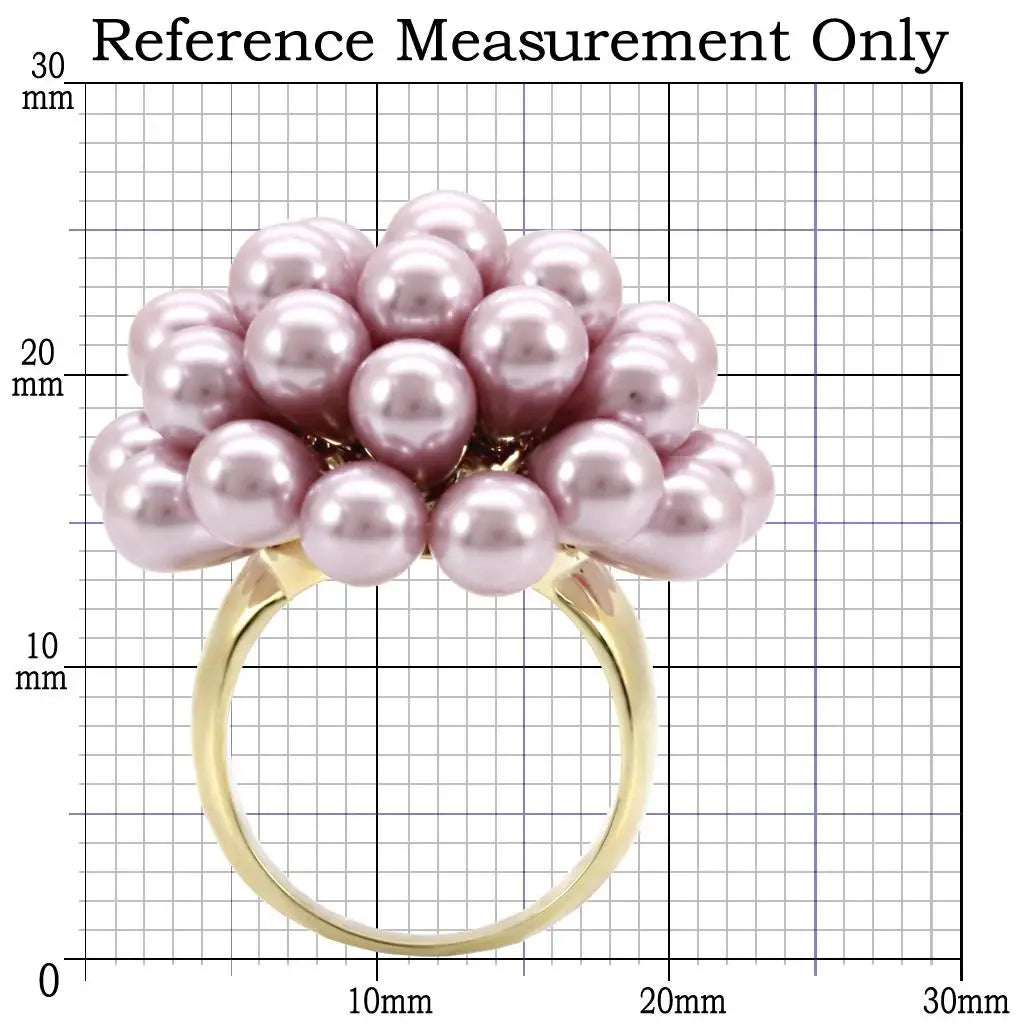 1W051 - Gold Brass Ring with Synthetic Pearl in Light Amethyst - Alamode - Flyclothing LLC