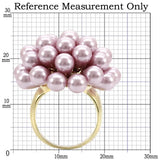 1W051 - Gold Brass Ring with Synthetic Pearl in Light Amethyst - Alamode - Flyclothing LLC