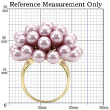 1W051 - Gold Brass Ring with Synthetic Pearl in Light Amethyst