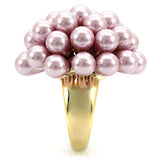 1W051 - Gold Brass Ring with Synthetic Pearl in Light Amethyst - Alamode - Flyclothing LLC