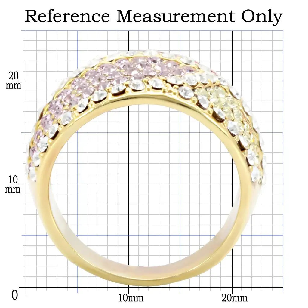 1W053 - Gold Brass Ring with Top Grade Crystal in Multi Color - Alamode - Flyclothing LLC