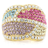 1W053 - Gold Brass Ring with Top Grade Crystal in Multi Color - Alamode - Flyclothing LLC