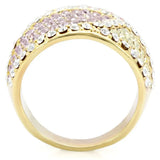 1W053 - Gold Brass Ring with Top Grade Crystal in Multi Color - Alamode - Flyclothing LLC