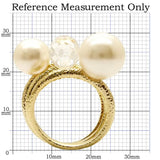 1W054 - Gold Brass Ring with Synthetic Pearl in Citrine Yellow - Alamode - Flyclothing LLC