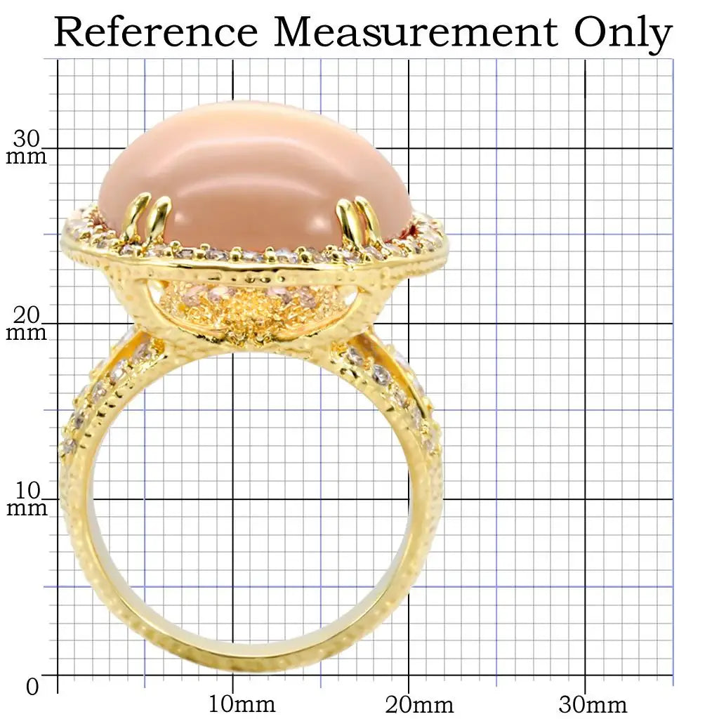 1W056 - Gold Brass Ring with Synthetic Synthetic Glass in Champagne - Alamode - Flyclothing LLC