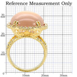 1W056 - Gold Brass Ring with Synthetic Synthetic Glass in Champagne - Alamode - Flyclothing LLC