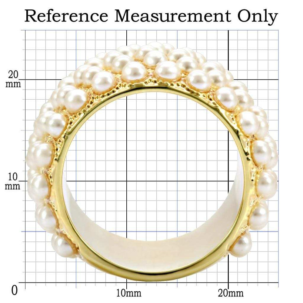 1W057 - Gold Brass Ring with Synthetic Pearl in Citrine Yellow - Alamode - Flyclothing LLC