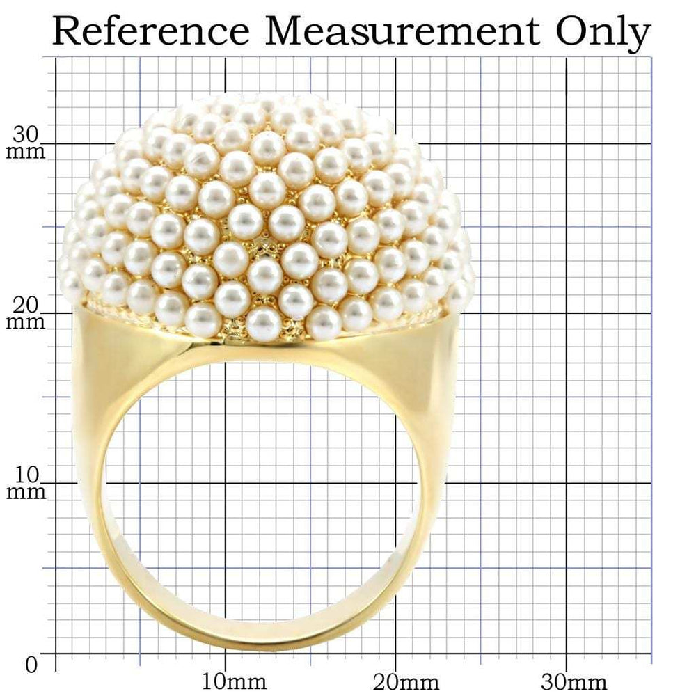 1W058 - Gold Brass Ring with Synthetic in Citrine Yellow - Alamode - Flyclothing LLC