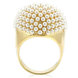 1W058 - Gold Brass Ring with Synthetic in Citrine Yellow - Alamode - Flyclothing LLC