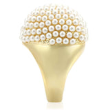 1W058 - Gold Brass Ring with Synthetic in Citrine Yellow - Alamode - Flyclothing LLC