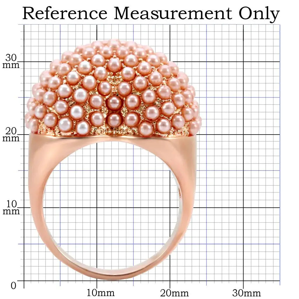 1W059 - Rose Gold Brass Ring with Synthetic Pearl in Rose - Alamode - Flyclothing LLC