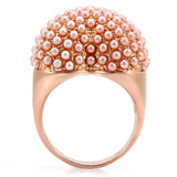 1W059 - Rose Gold Brass Ring with Synthetic Pearl in Rose
