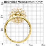 1W060 - Gold Brass Ring with Synthetic Pearl in Citrine Yellow - Alamode - Flyclothing LLC