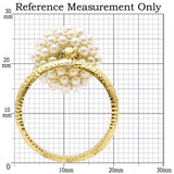1W060 - Gold Brass Ring with Synthetic Pearl in Citrine Yellow