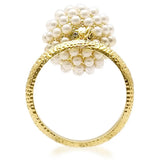 1W060 - Gold Brass Ring with Synthetic Pearl in Citrine Yellow - Alamode - Flyclothing LLC