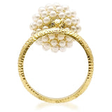 1W060 - Gold Brass Ring with Synthetic Pearl in Citrine Yellow - Alamode
