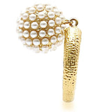 1W060 - Gold Brass Ring with Synthetic Pearl in Citrine Yellow - Alamode - Flyclothing LLC