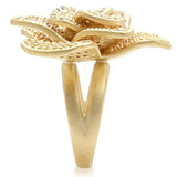1W091 - Matte Gold Brass Ring with AAA Grade CZ in Multi Color - Alamode - Flyclothing LLC