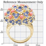 1W106 - Gold Brass Ring with Semi-Precious Coral in Rose - Alamode - Flyclothing LLC