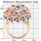 1W106 - Gold Brass Ring with Semi-Precious Coral in Rose - Alamode