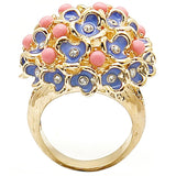 1W106 - Gold Brass Ring with Semi-Precious Coral in Rose - Alamode