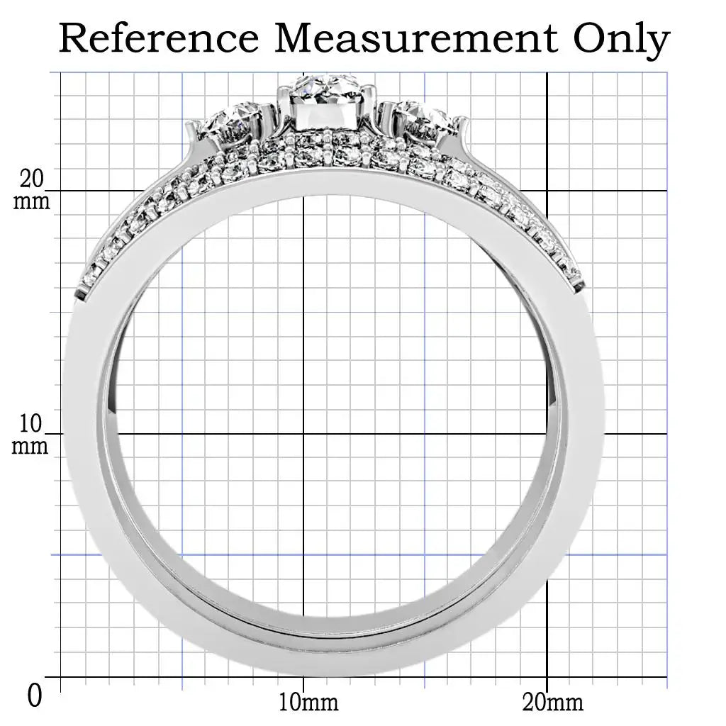 1W162 - Rhodium Brass Ring with AAA Grade CZ in Clear - Alamode - Flyclothing LLC